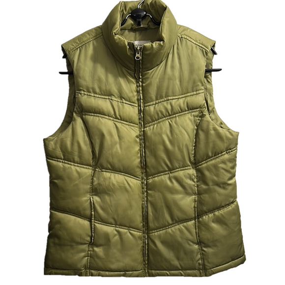 Merona Green Quilted Puffer Vest with High Collar - Picture 1 of 5